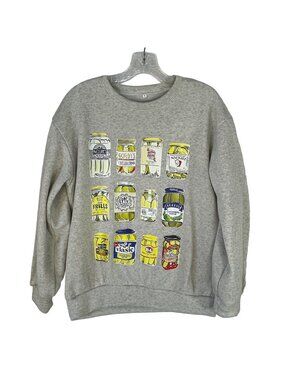 Choove Pickle Jar Print‎ Sweatshirt Womens Small Gray